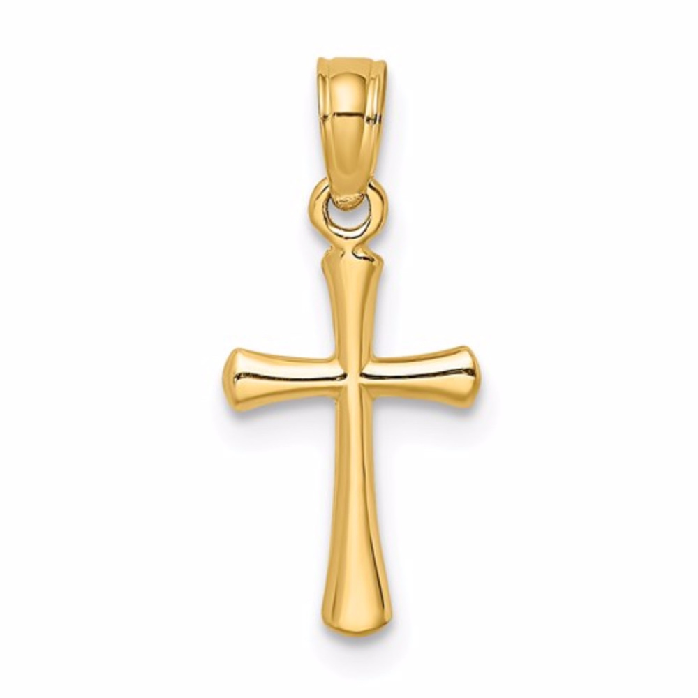 14K Beveled Cross With Round Tips - Picture 1 of 3